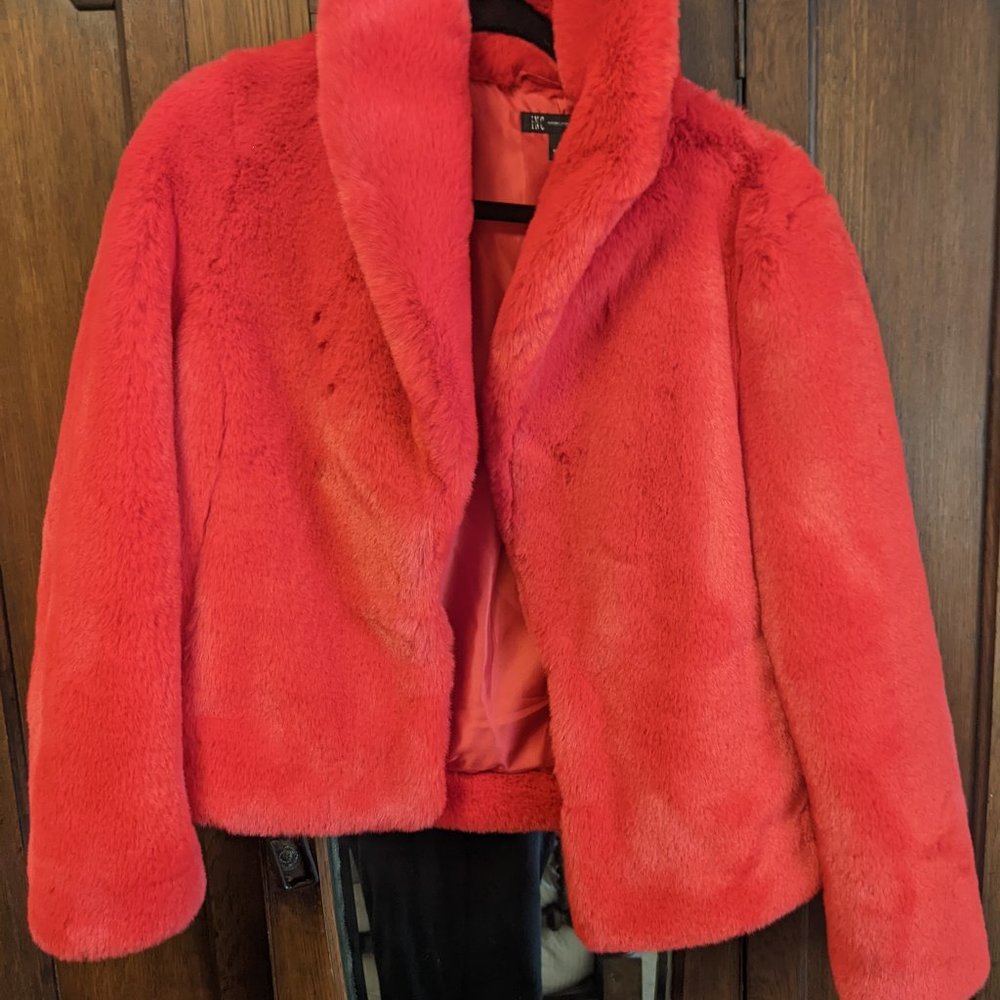 Red Faux fur jacket